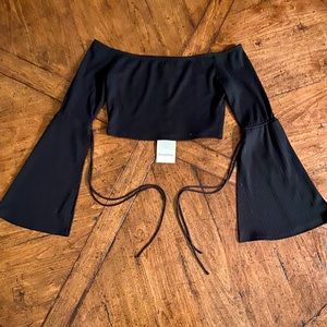 Privacy Please Black Bell Sleeve Crop Top (w tags)